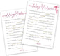 Wedding Shower Games Cards, Wedding Advice Word Game, Bridal Shower Games 25 Guests, Engagement Party Wedding Games for Guests, Pink Ribbon Bow Wedding Party Supplies - E06