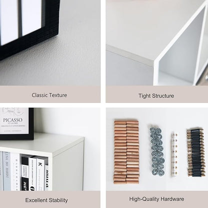 Wooden 8 Cube Storage Organizer with Closed Back Panel,White Shelf Heavy Duty Cubby Storage Organizer with Compartments for Living,Display Shelf,Bookshelf (White, 8-Cube)