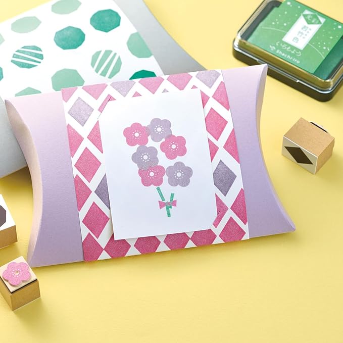 IROMOYO KOSAI Stamp PAD, Traditional, Shimmering Japanese Ink Colour, Oil-Based Ink pad - Pale Violet