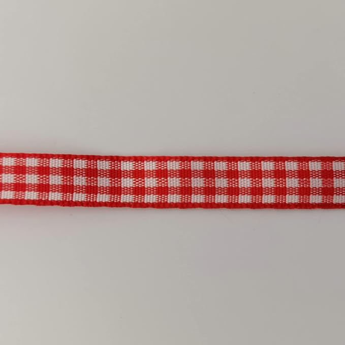 Red and White Gingham Ribbon 25 Yards Each Roll 100% Polyester (3/8", red)