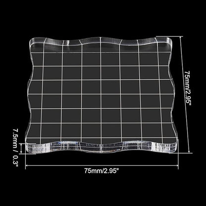 PATIKIL 3" x 3" Acrylic Stamp Block, 2 Pack Clear Stamping Block with Grid Lines Decorative Mounting Blocks Wave for Scrapbooking DIY Crafts Card Making