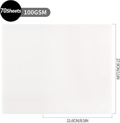 70 Sheets Transparent Vellum Paper - 8.5 x 11in 100GSM Translucent Matte Art Paper for DIY Printing Drawing Invitations Greeting Cards Decor Gift Wrapping PAP02TP