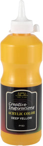 Creative Inspirations Acrylic Paint - Deep Yellow - 500 mL Bottle - Smooth & Creamy Consistency, Vibrant Pigmentation, Great Coverage for Artists - Clean Up with Soap & Water