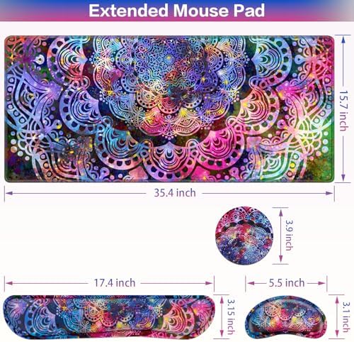Mouse Pad with Wrist Rest, 4-in-1 Large Mousepad Keyboard - Image 6