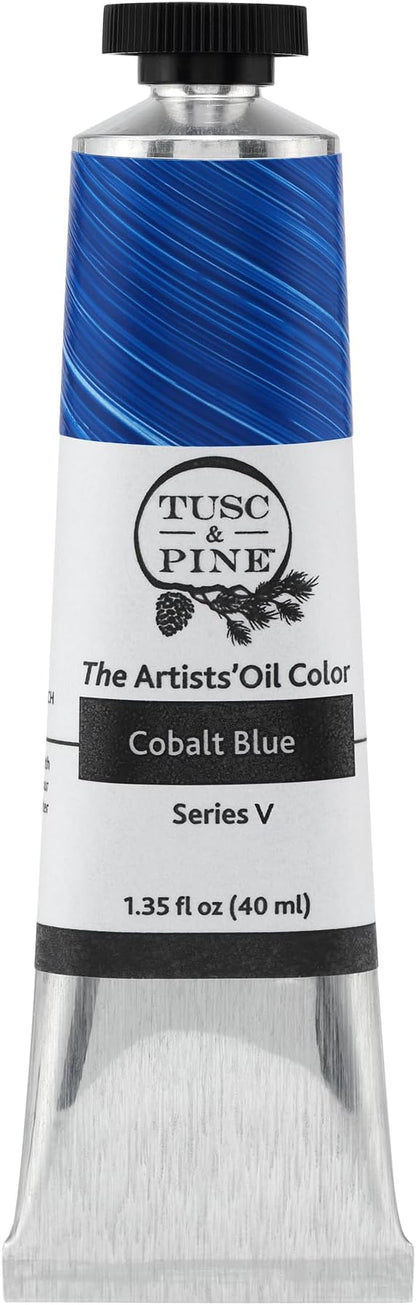 Tusc & Pine Artist Oil Paint - Cobalt Blue, 40 ml, Non-Yellowing, Rich & Creamy Consistency, Maximum Pigment Load, Small Batch Milled Oil Paints Made in the USA for Professional Artists