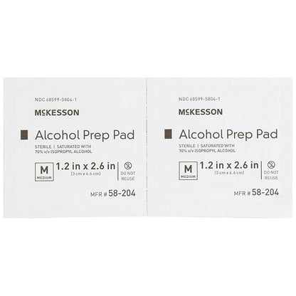 McKesson Alcohol Prep Pads [Pack of 200] 70% Isopropyl, Individually Wrapped Wipes, Sterile, Medical-Grade, First Aid, Medium