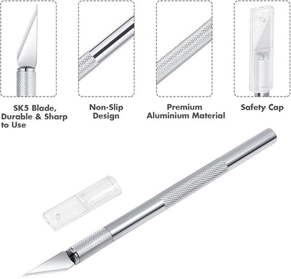 Anezus Craft Knife Precision Cutter and Self Healing Cutting Craft Mat Hobby Knife Set with 30 PCS Knife for Art Hobby Craft Scrapbooking Stencil
