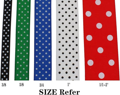 Polka Dot Grosgrain Ribbon 25 Yard Each Roll 100% Polyester (5/8", Coffee)