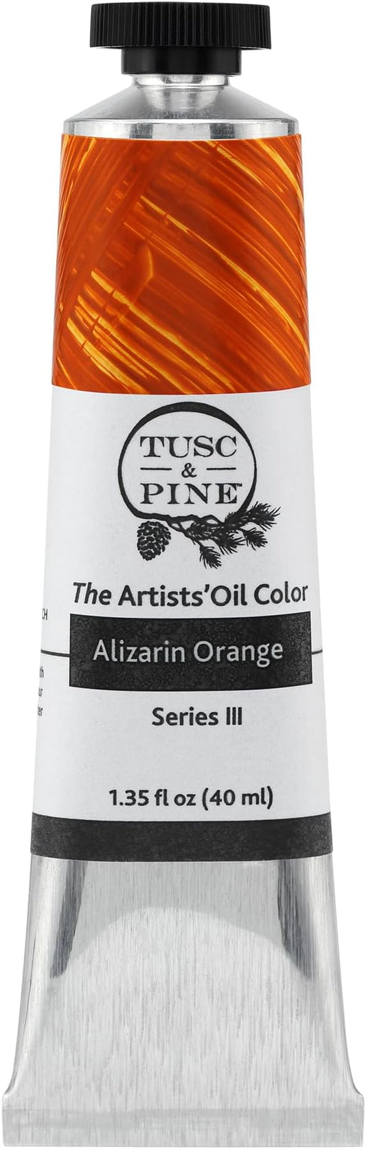 Tusc & Pine Artist Oil Paint - Alizarin Orange, 40 ml, Non-Yellowing, Rich & Creamy Consistency, Maximum Pigment Load, Small Batch Milled Oil Paints Made in the USA for Professional Artists