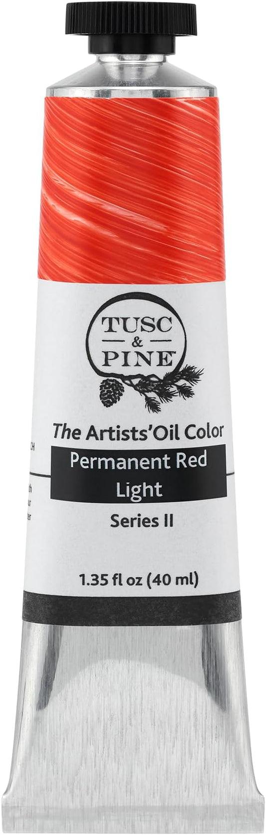 Tusc & Pine Artist Oil Paint - Permanent Red Light, 40 ml, Non-Yellowing, Rich & Creamy Consistency, Maximum Pigment Load, Small Batch Milled Oil Paints Made in the USA for Professional Artists