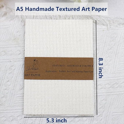 20 Sheets Scrapbook Paper A5 Size Textured Papers, White Mulberry Art Paper Craft Materials for DIY Card Making, Collage, Decoupage, Junk Journaling Supplies