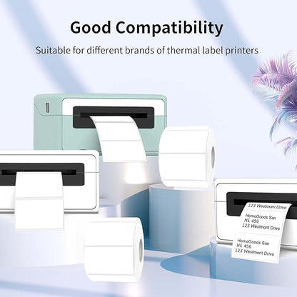 2.25"x1.25" White Thermal Sticker Labels, Self-Adhesive Direct Thermal Printer Barcode Labels Paper, Waterproof/Removable/Perforation Line Design- 300 Sheets