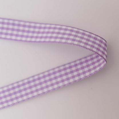 Purple Gingham Plaid Checked Ribbon 25 Yards Each Roll 100% Polyester (5/8",Purple)