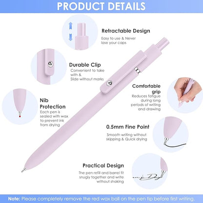Donyang Gel Pens, 7pcs 0.5mm Cute Black Ink Fine Point Pens With Smooth Writing, Quick Dry Pen For Journaling, Teacher Work Desk Accessories Office School Supplies for Men Women Student (Morandi)