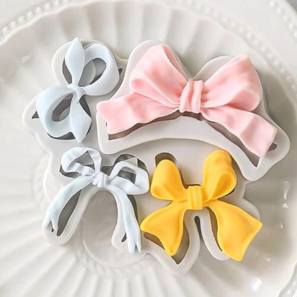 3PCS Bow Silicone Molds, Cute Bow Chocolate Molds Fondant Molds, Handmade Candy Gummy Jello Cupcake Topper Mold, Polymer Clay Soap Resin Plaster Art Craft Mould Birthday Party Wedding Cake Decorating
