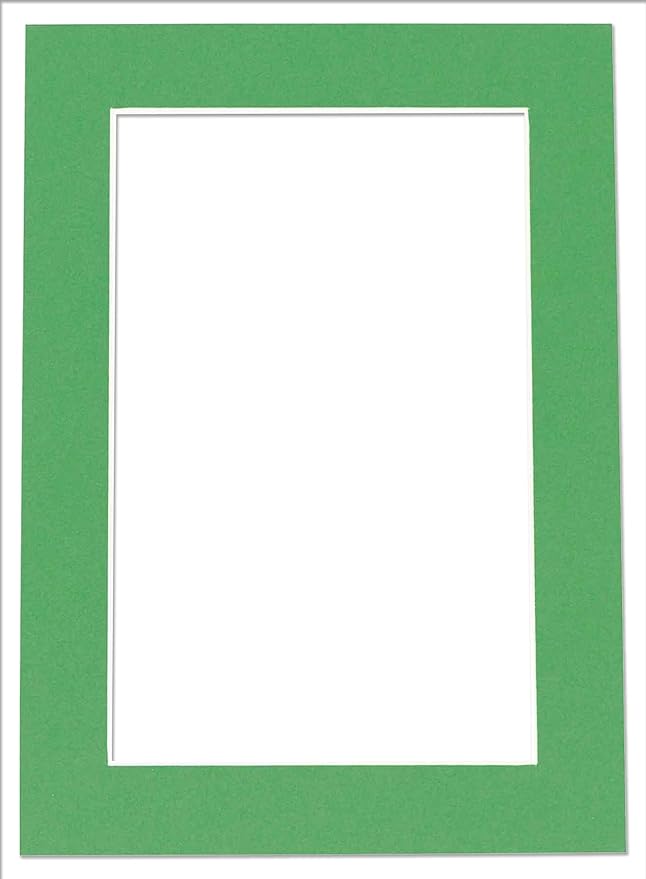 Pack of 25 Acid Free 8x10 Mats Bevel Cut for 5x8 Photos - Bright Green Precut Matboards With Backing Boards and Clear Photo Mat Bags For Pictures, Photos, Framing - 4-ply Thickness