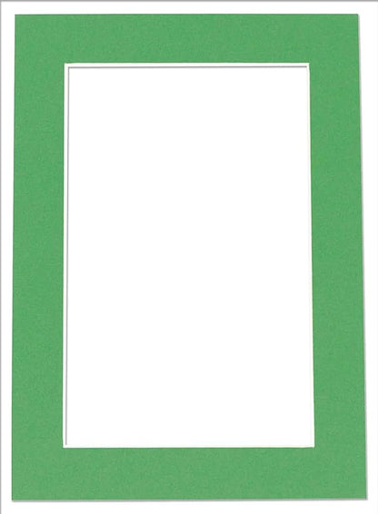 Pack of 25 Acid Free 8x10 Mats Bevel Cut for 5x8 Photos - Bright Green Precut Matboards With Backing Boards and Clear Photo Mat Bags For Pictures, Photos, Framing - 4-ply Thickness