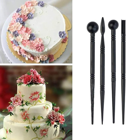 62pcs Gumpaste Flowers and Leaves Fondant Tool Leaf Tool Kit Gum Paste Flower Cutter Set Stainless Steel Flower Cutter Silicone Molds Foam Pad Veining Board Ball Tools Modelling Tools Brushes