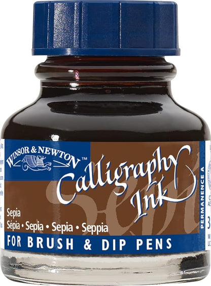 Winsor & Newton Calligraphy Ink, 30ml (1-oz) Bottle, Sepia