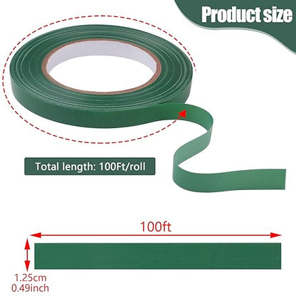 Prudiut 3 Roll Green Floral Tape Waterproof Florist Tape, 1/2" Wide Flower Wrap Tape Floral Tape for Fresh Flower Bouquet Wrap Flower Arrangements Crafts (100Ft/33Yd)