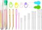 Hekisn 45Pcs Large Eye Blunt Yarn Needles kit, Assorted Sizes Bent Tapestry Darning Needle, Sewing Needles with Needle Threaders & Stitch Markers for Knitting Crochet (Green&White)