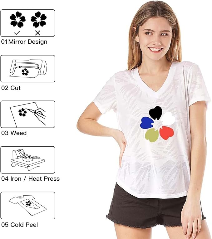 HTVRONT HTV Heat Transfer Vinyl - 12" x 8ft Blue HTV Vinyl for Shirts, Iron on Vinyl Compatible with Cricut Cutting Machine - Easy to Cut & Weed for Heat Transfer Design (Misty Blue)