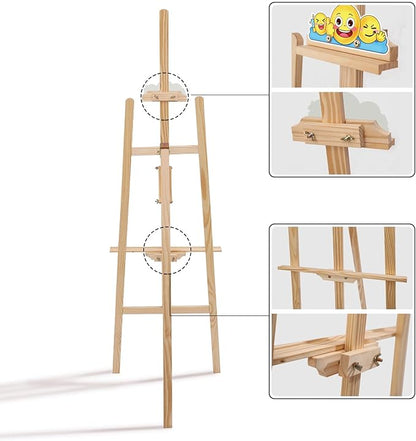 Wooden Easel Stand for Sign and Painting - Adjustable Artist Easel for Adults - Home & Wedding Display, Art Easel with Canvas Holder for Studio, Classroom
