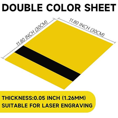 5PCS Laser Engraving Double Color ABS Plastic Sheet,Two-Tone Laserable Engraving Plastic Sheets for Name Badge,Office Label,Laser Artistic Product,Size 11.73" x 11.73",Yellow/Black