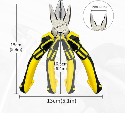 BOOSDEN Linesman Pliers, 6 Inch High Leverage Lineman's Plier, Combination Plieres, Electrical Pliers,Side Cutter Linemans Plier