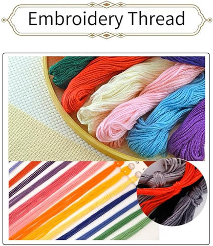 Threadhaven Cross-Stitch Kit 14CT Aida Counted Embroidery Complete Set with Fabric, Threads, Needles & Chart-Premium Beautiful Girls Design for Adults & Beginners- Girl with a Horse 12.2''×13''
