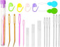 Hekisn 25Pcs Large Eye Blunt Yarn Needles Kit, Assorted Sizes Bent Tapestry Darning Needle & Stitch Markers &Threaers for Knitting, Crochet (Purple)