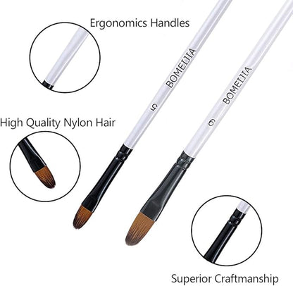 Filbert Paint Brushes Set, 12 PCS Artist Brush for Acrylic Oil Watercolor Gouache Artist Professional Painting Kits with Synthetic Nylon Tips