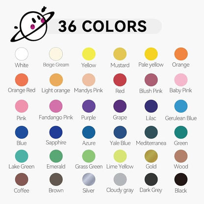 TRANSON 36 Colors Bold and Brush Dual-tip Acrylic Paint Marker Pen Set for Canvas Rock Wood Leather Ceramic DIY Painting