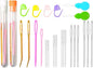 Hekisn 45Pcs Large Eye Blunt Yarn Needles kit, Assorted Sizes Bent Tapestry Darning Needle, Sewing Needles with Needle Threaders & Stitch Markers for Knitting Crochet (Orange&White)