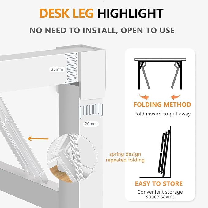 31.5 Inch Foldable Desks for Small Spaces,Foldable Desk No Assembly,Small Table for Bedroom,Black.