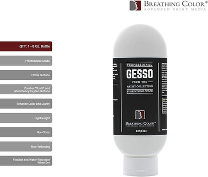 White Gesso Canvas Primer 8 oz Give Your Art The Ultimate Base Prime! Keep Paint from Absorbing! Whether Acrylics, Oils, Watercolors or Pastels, Make Every Painting Look its Absolute Best