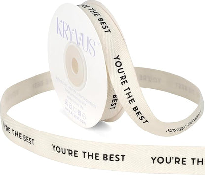 You're The Best Ribbon - 5/8 Inch x 12 Yards Natural Twill Tape Ribbon, Cotton Herringbone Ribbons for Gift Wrapping, Birthdays, Christmas, Anniversaries, Valentine's Day, Mother's Day
