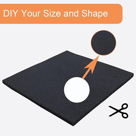 8 Pcs Black Adhesive Foam Padding, Closed Cell Foam Sheet 1/4" Thick 4 Inch X 4 Inch, Neoprene Rubber Pad Self Stick Anti-Slip Adhesive Anti Vibration Pad (4inX 4inX 1/4in, 8)