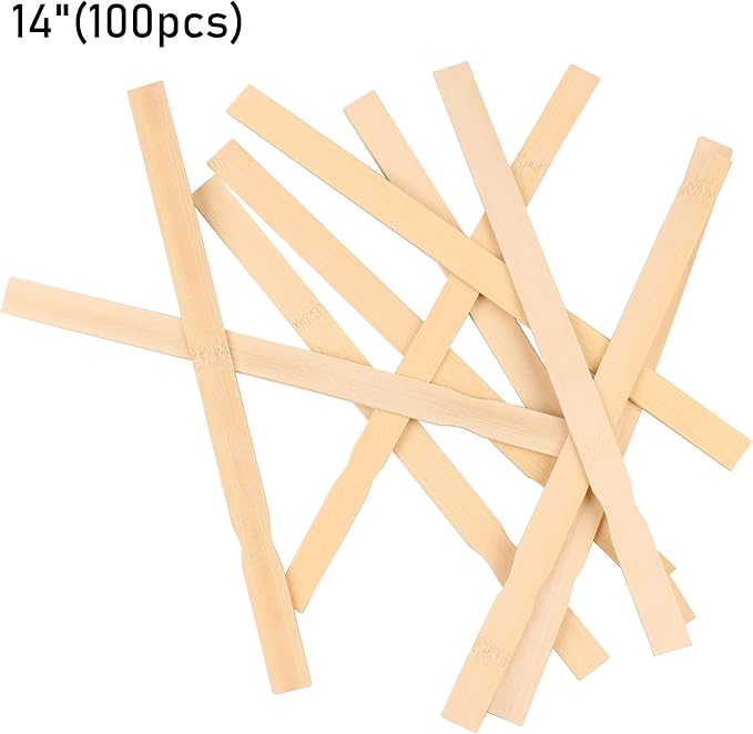 Paint Stir Sticks-Rewiss Bulk 100 PCS 14in Length Bamboo Craft Sticks Natural Color Paint Stir Sticks
