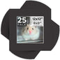 Mat Board Center, Pack of 25, 12x12 for 8x8 Black Mats - Acid Free, 4-ply Thickness, White Core - for Pictures, Photos, Framing