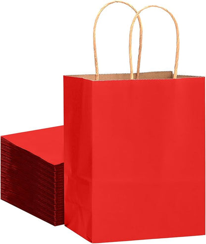 qiqee 32-Packs Wine Paper Gift Bags with Handles Bulk 7.6"x4.75"x10.5" Medium Size Gift Bags Multiple Uses