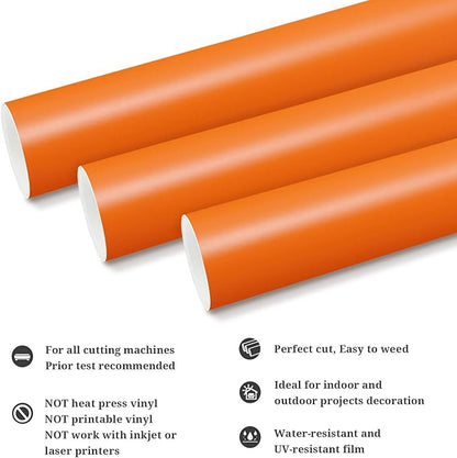 TECKWRAP Permanent Adhesive Vinyl 12" x 10ft, Matte Orange