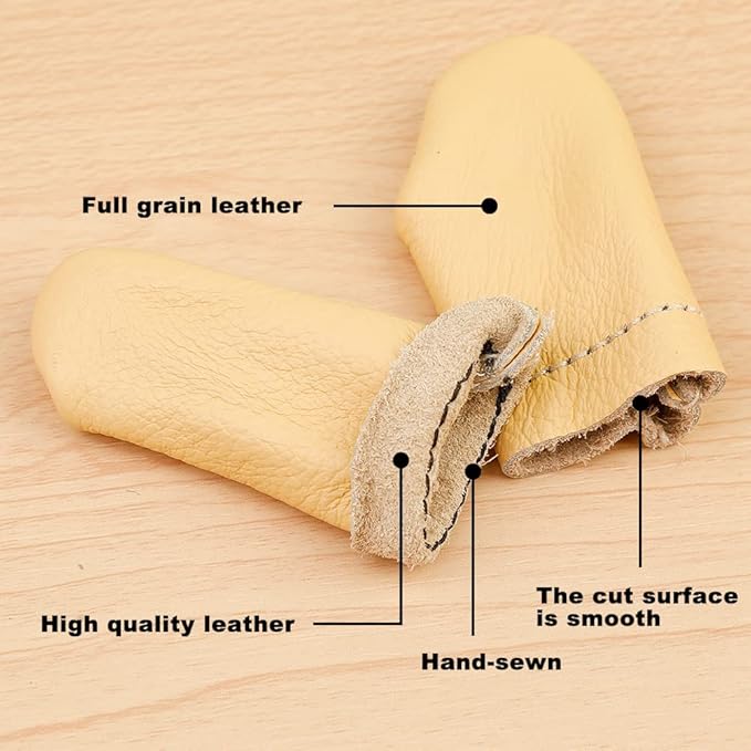 3 Pairs Leather Finger Protector Needle Felting Knitting Finger Thimble Guards Tools for Hand Craft Sewing Needlework Handmaking(Random Color)