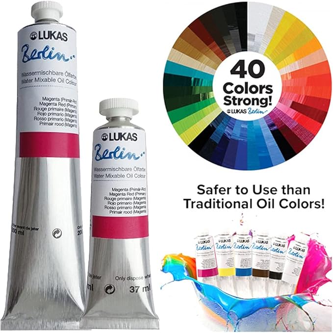 Lukas Water Mixable Oil Paint - Eco-Friendly, 37ml Reds Set of 6, Solvent-Free Artist Oil Paint with Lightfast Pigments and Beeswax for Smooth Consistency, Water Soluble, Quick-Drying