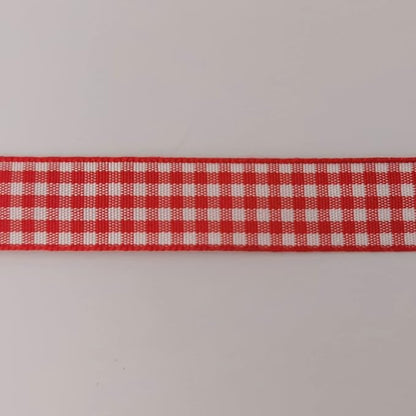 Red and White 100% Polyester Gingham Ribbon 25 Yards Each Roll (5/8", red)