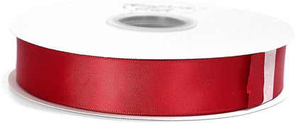 Satin Ribbon 1 Inch Red Double Faced - 25 Yards for Gift Wrapping DIY Bows Crafts Bridal Bouquet Cutting Ceremony Sewing Christmas Wedding Baby Shower Decoration Humphrey's Craft