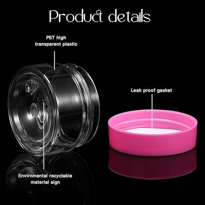 SATINIOR 12 Pack 1 oz Plastic Container Jars with Lids Round Clear Travel Cosmetic Container Slime Jars for Toiletries, Lotion, Cream, Ointments, Makeup, Rhinestone, Samples, Kitchen Storage(Pink)