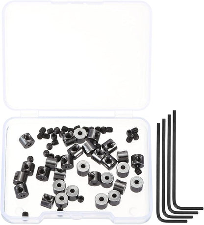 MECCANIXITY 30 Pcs Metal Locking Pin Backs, Locking Pin Keepers Locking Clasp 5mm(H) with 4 Wrench Replacement in Storage Case for Badge, Brooch, Black Tone