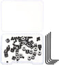 MECCANIXITY 30 Pcs Metal Locking Pin Backs, Locking Pin Keepers Locking Clasp 5mm(H) with 4 Wrench Replacement in Storage Case for Badge, Brooch, Black Tone
