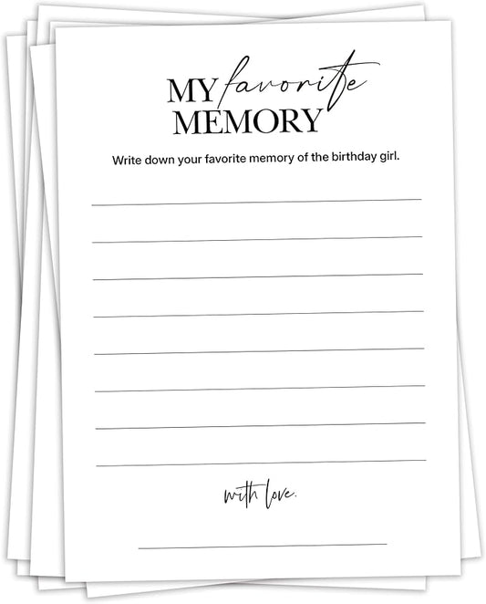 Birthday Party Games, My Favorite Memory, 25 Pcs Card Set for Guests, Fun Birthday Game for Teen Adults – A06